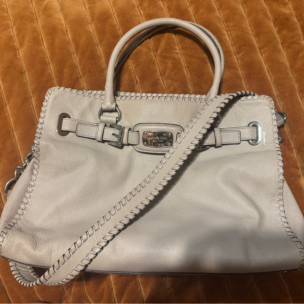 USED Michael Kors Whipped Hamilton Satchel | Taupe/Beiege